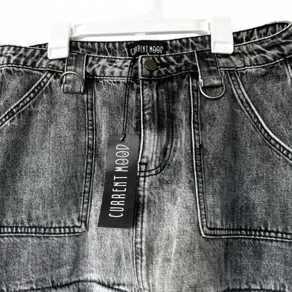 Dolls Kill Current Mood Popularity Explained 2-Way Denim Maxi Skirt NWT Large - Picture 2 of 8